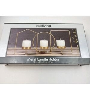 NEW Trueliving Gold Candle Holder Set Candelholders